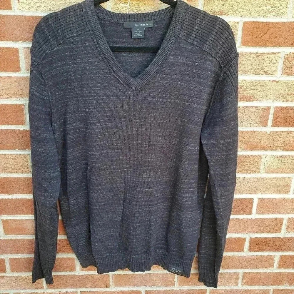 Calvin Klein Jeans Black Flecked Pullover Sweater Men's Size Large